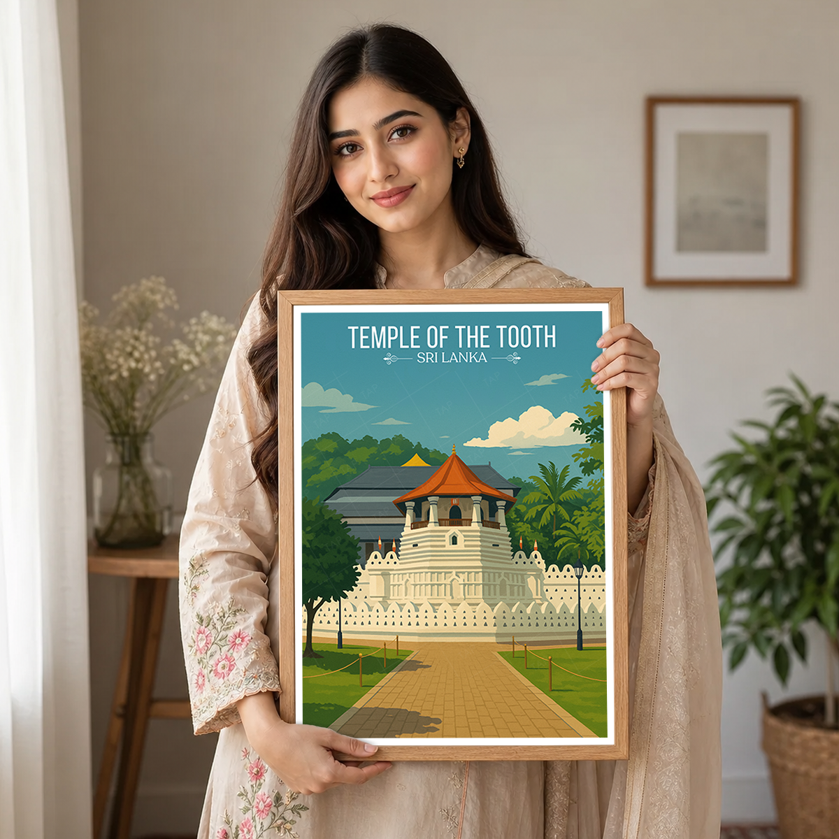 Temple of the Tooth - Sri Lanka - Travel Poster Print Modern Style Wall Art