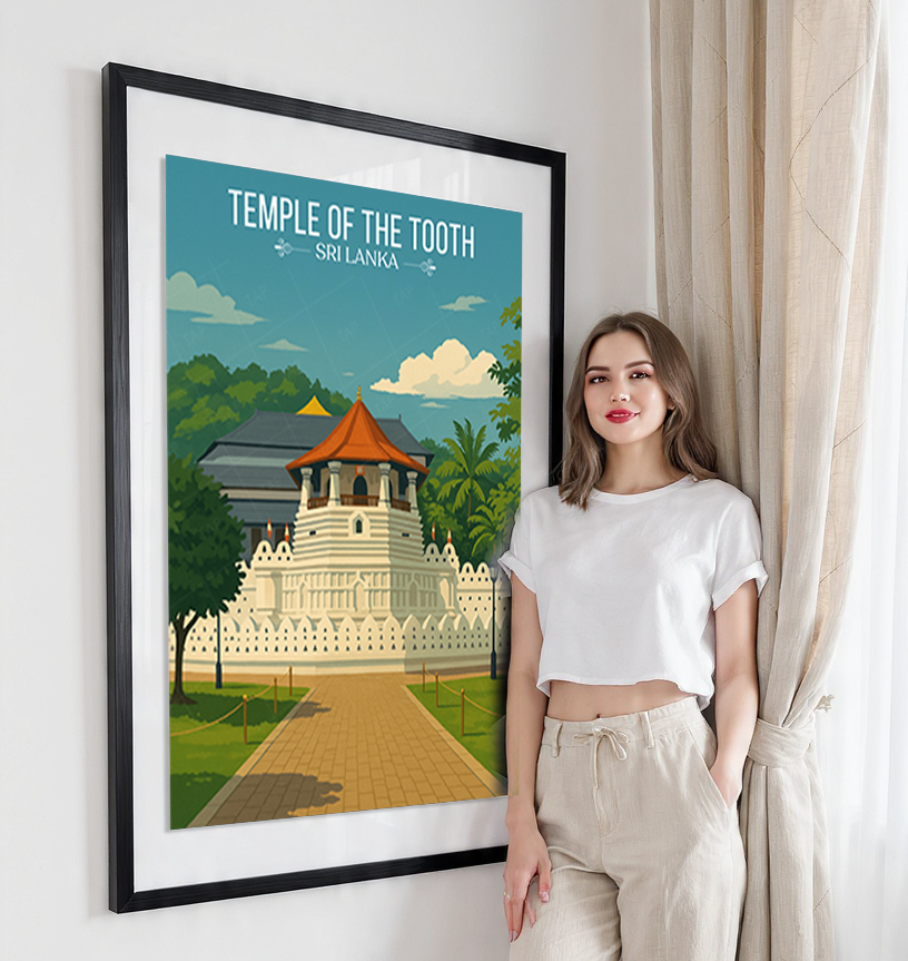 Temple of the Tooth - Sri Lanka - Travel Poster Print Modern Style Wall Art