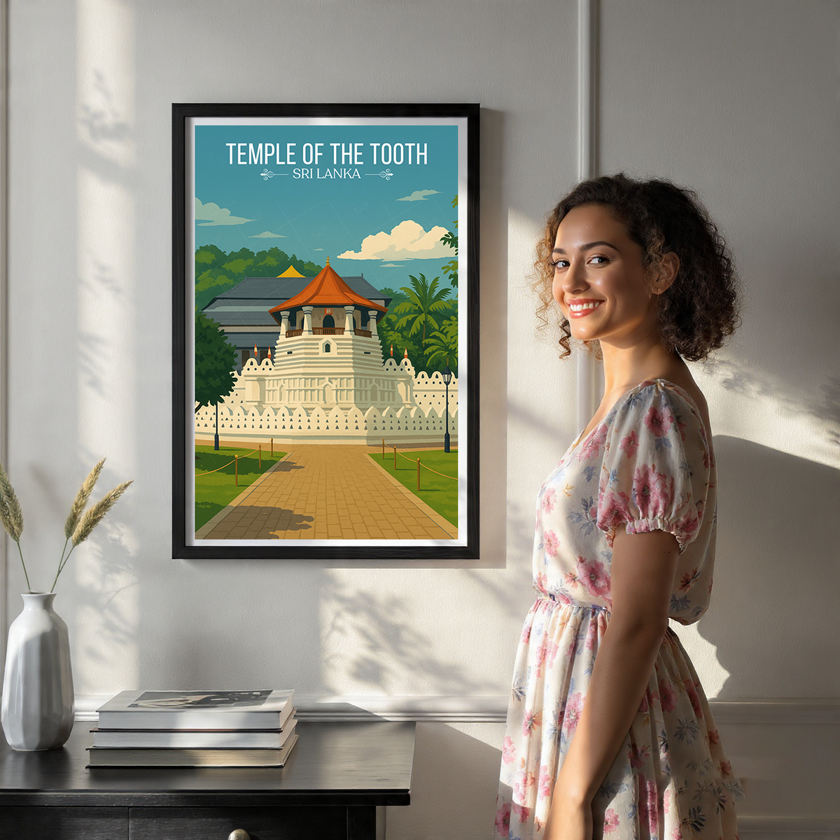 Temple of the Tooth - Sri Lanka - Travel Poster Print Modern Style Wall Art