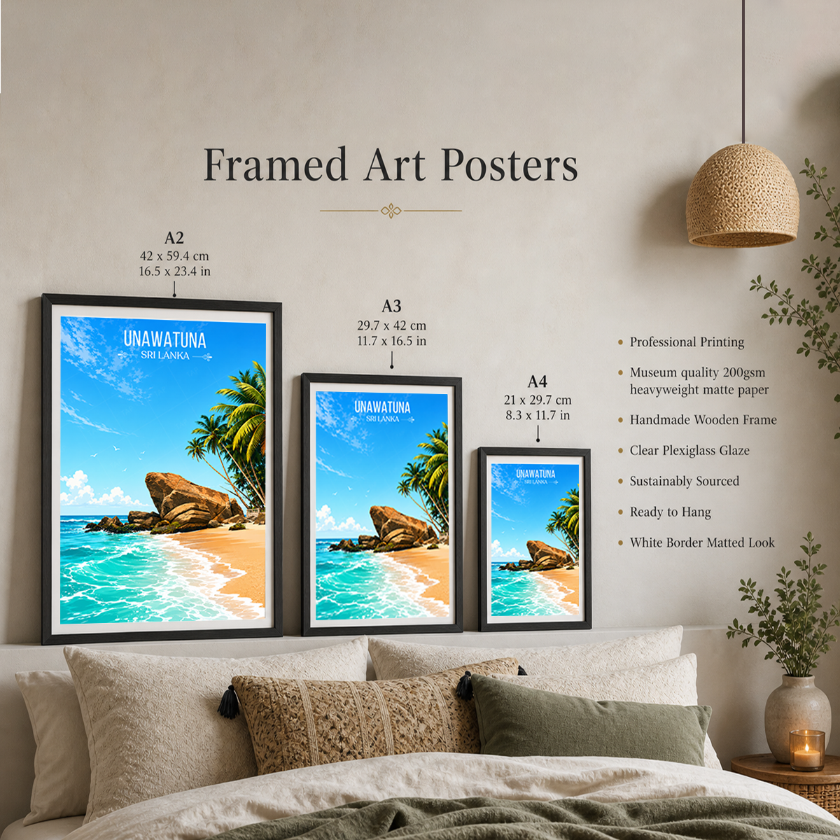 Unawatuna - Sri Lanka - Travel Poster Print Modern Style Wall Art