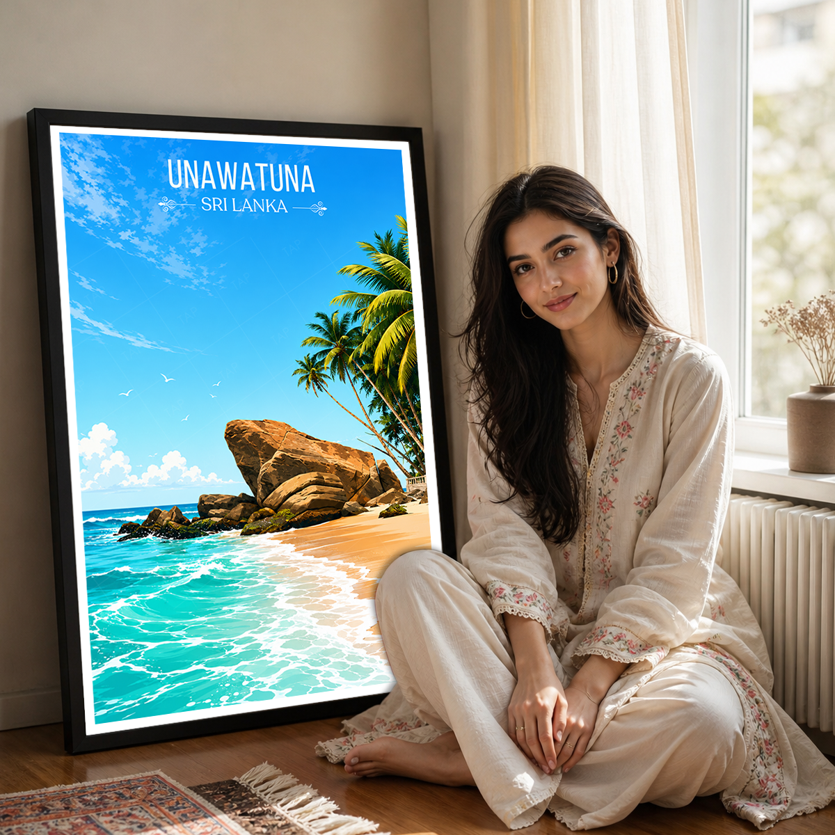Unawatuna - Sri Lanka - Travel Poster Print Modern Style Wall Art