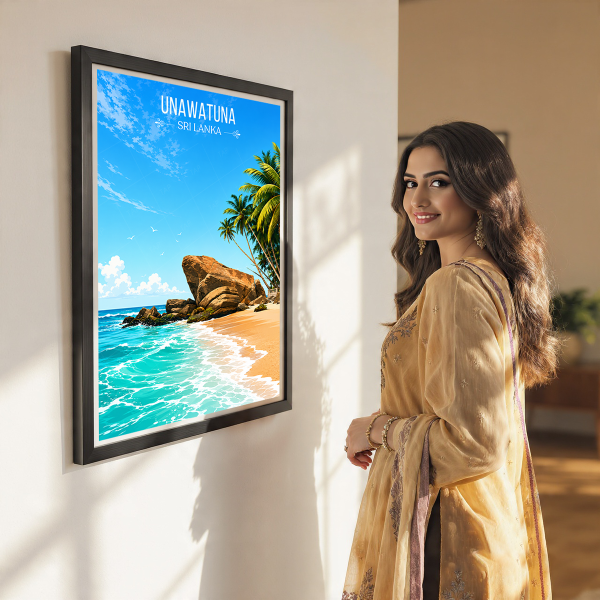 Unawatuna - Sri Lanka - Travel Poster Print Modern Style Wall Art