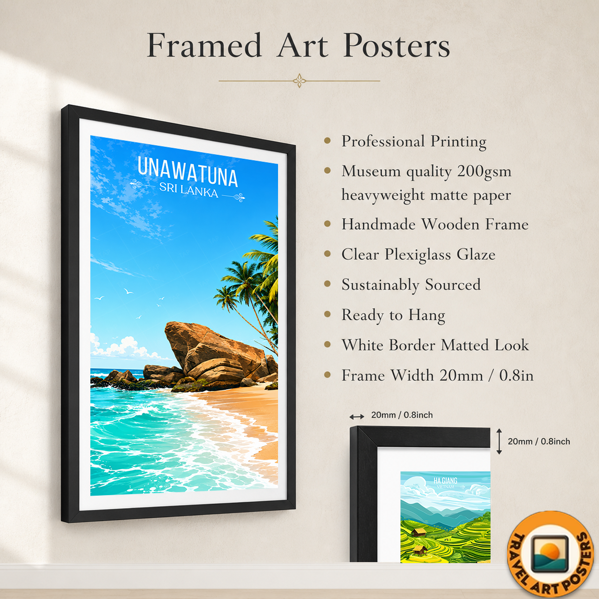 Unawatuna - Sri Lanka - Travel Poster Print Modern Style Wall Art