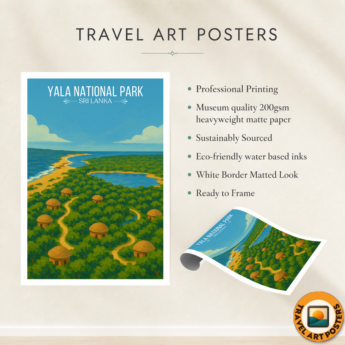 Yala National Park - Sri Lanka - Travel Poster Print Modern Style Wall Art