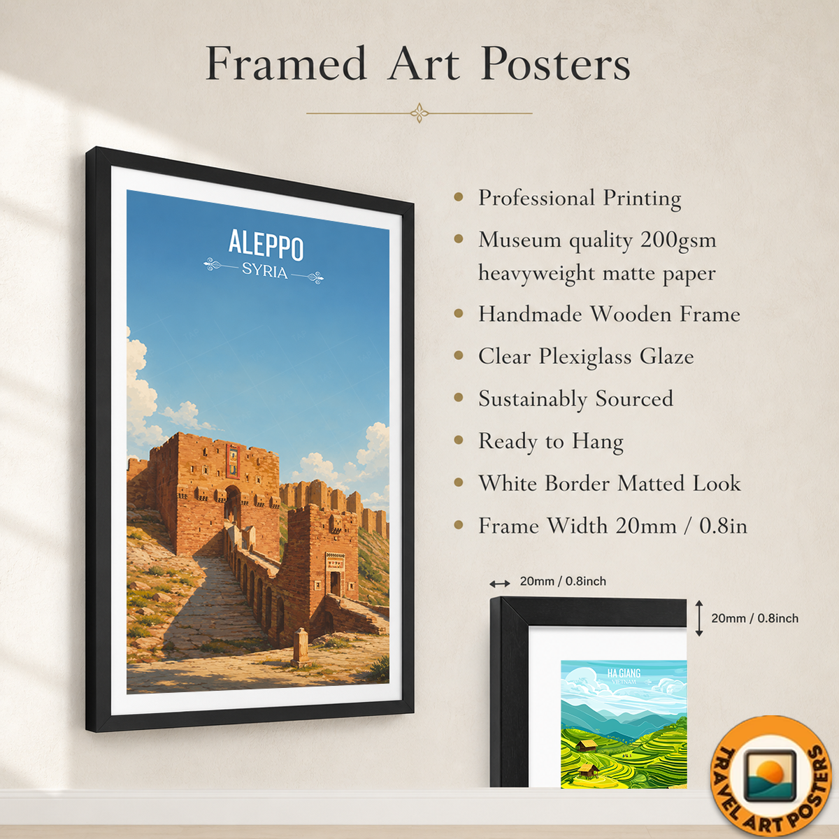 Aleppo - Syria - Travel Poster Print Modern Style Wall Art