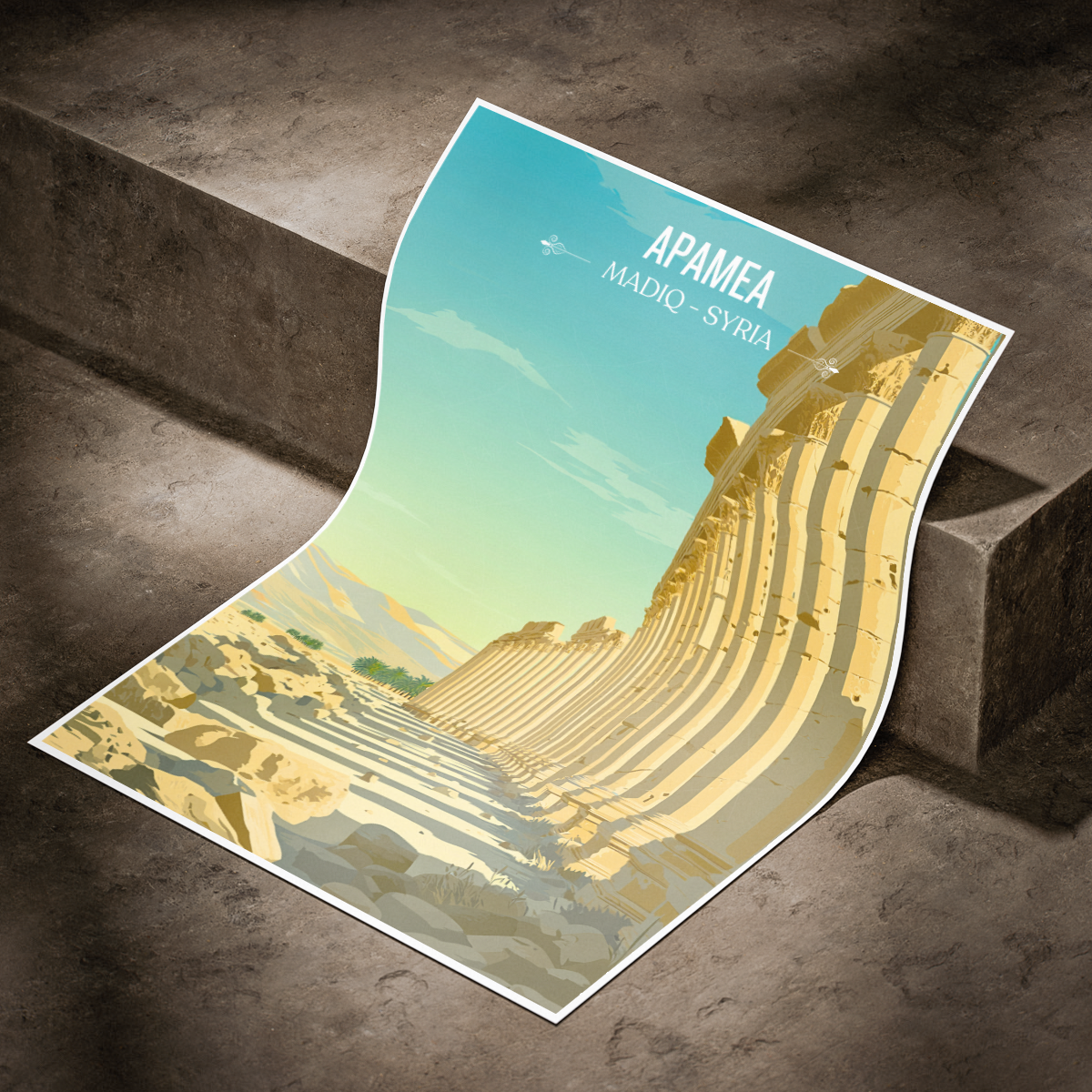 Apamea - Syria - Travel Poster Print Modern Style Wall Art