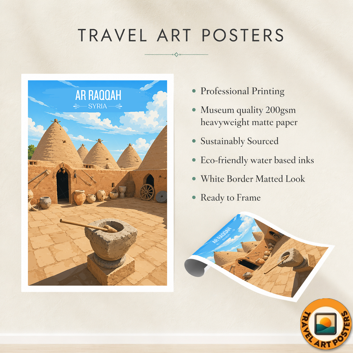 Ar Raqqah - Syria - Travel Poster Print Modern Style Wall Art