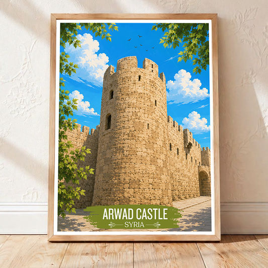 Arwad Castle - Syria - Travel Poster Print Modern Style Wall Art - Art Print - Travel Art Poster