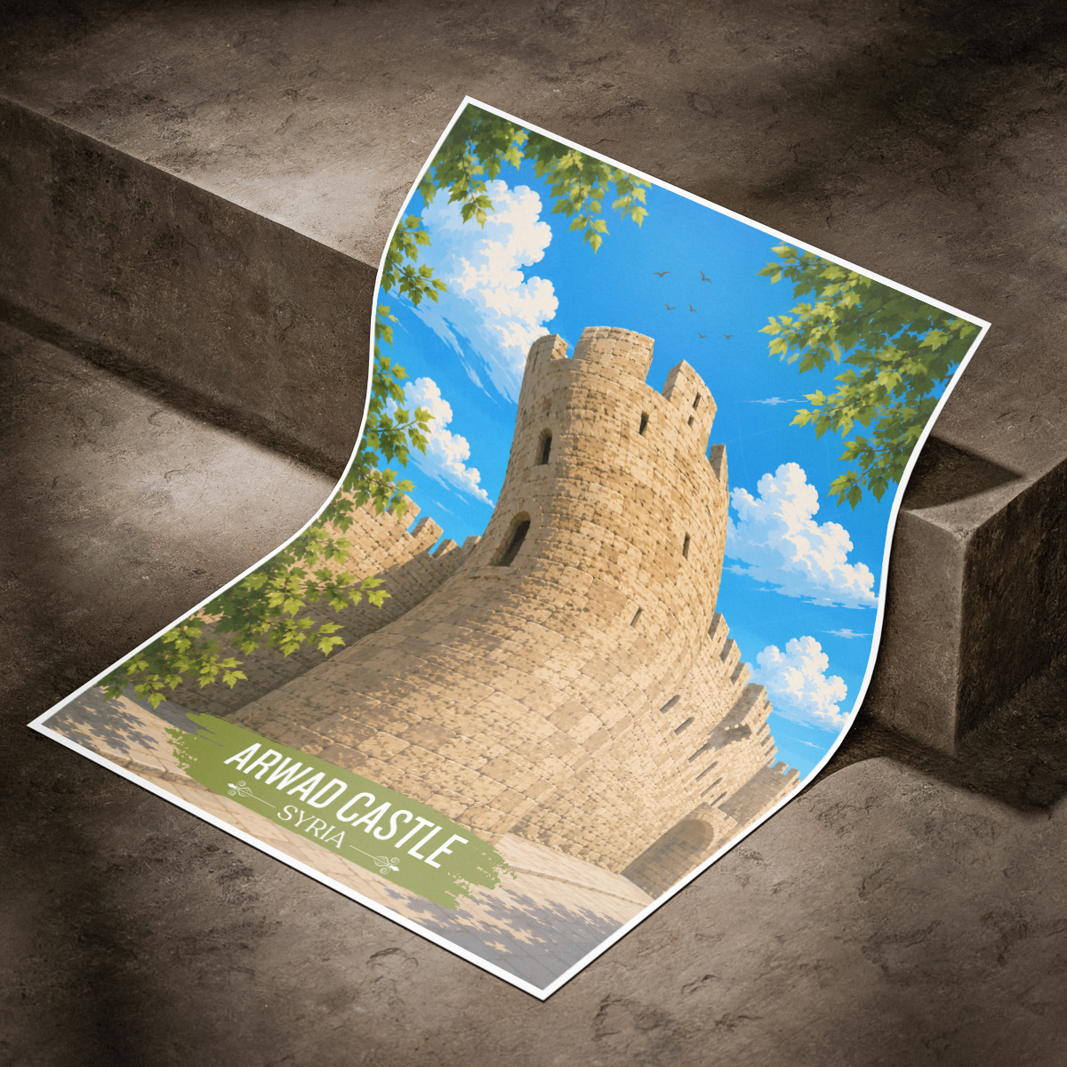 Arwad Castle - Syria - Travel Poster Print Modern Style Wall Art