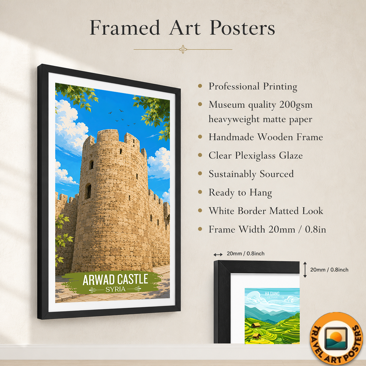 Arwad Castle - Syria - Travel Poster Print Modern Style Wall Art