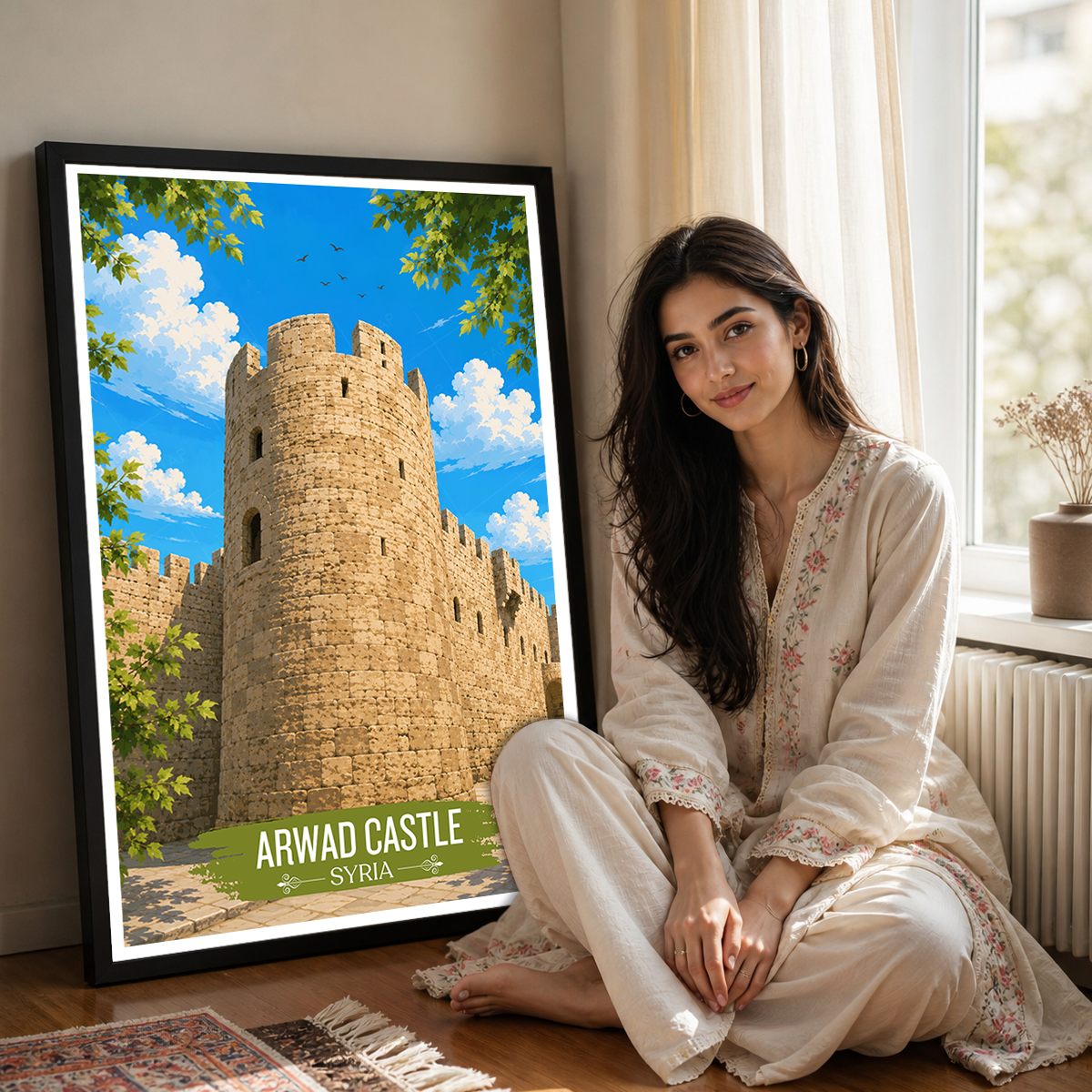 Arwad Castle - Syria - Travel Poster Print Modern Style Wall Art