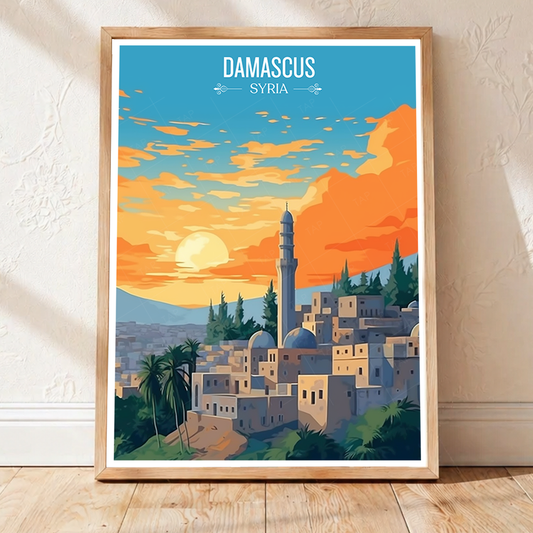 Damascus - Syria - Travel Poster Print Modern Style Wall Art - Art Print - Travel Art Poster