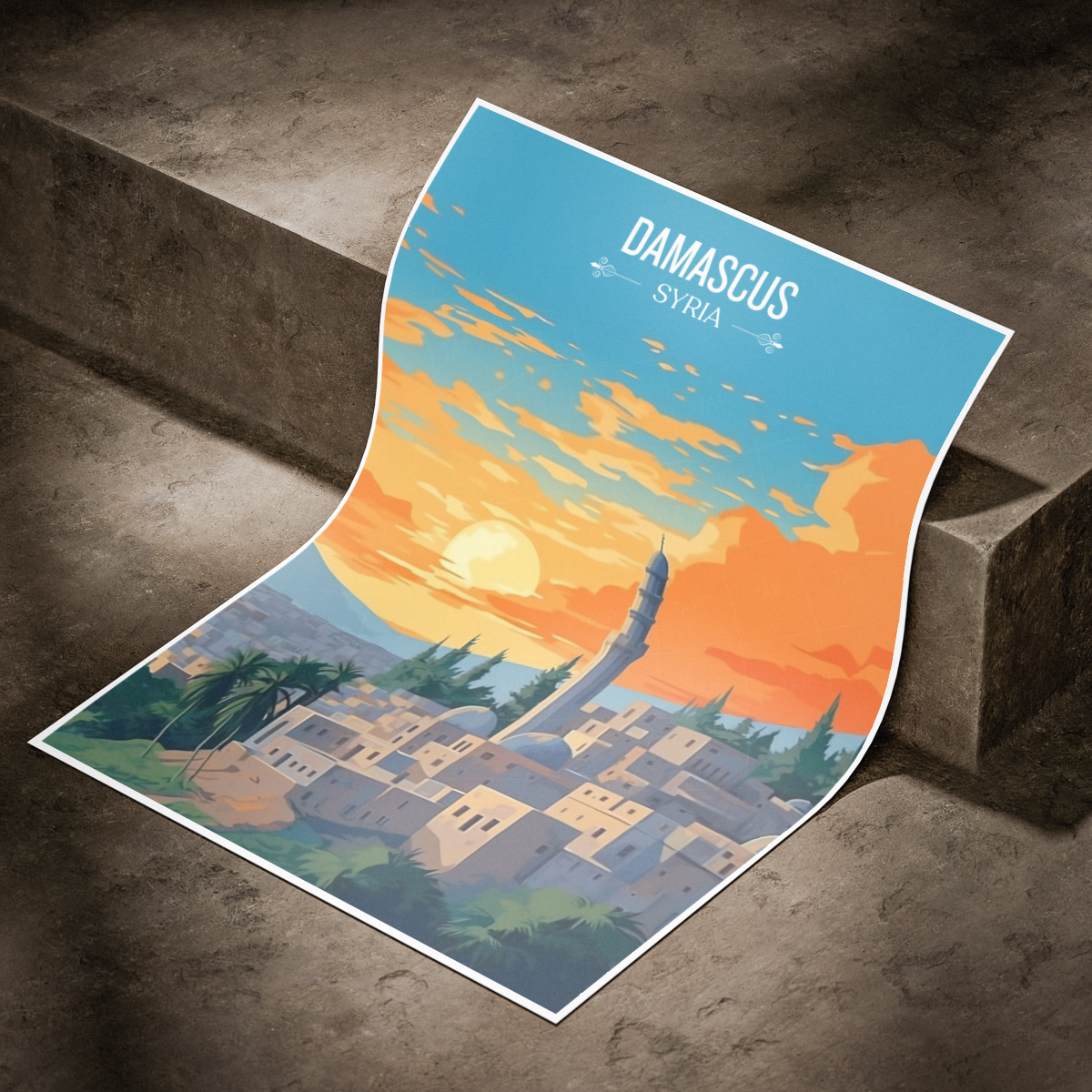 Damascus - Syria - Travel Poster Print Modern Style Wall Art