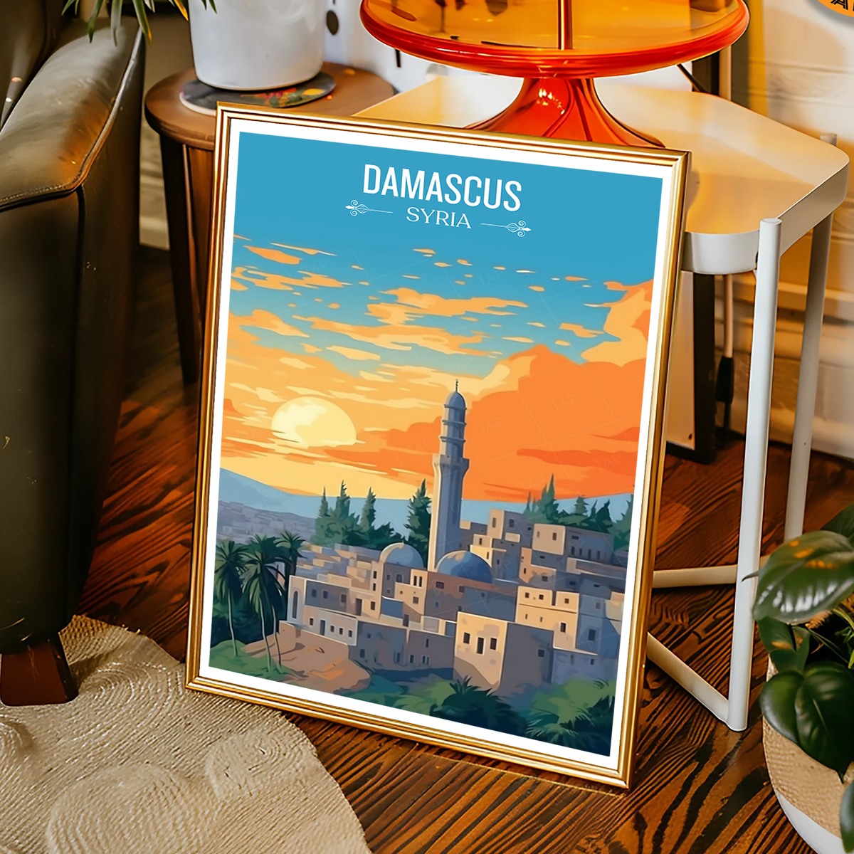 Damascus - Syria - Travel Poster Print Modern Style Wall Art