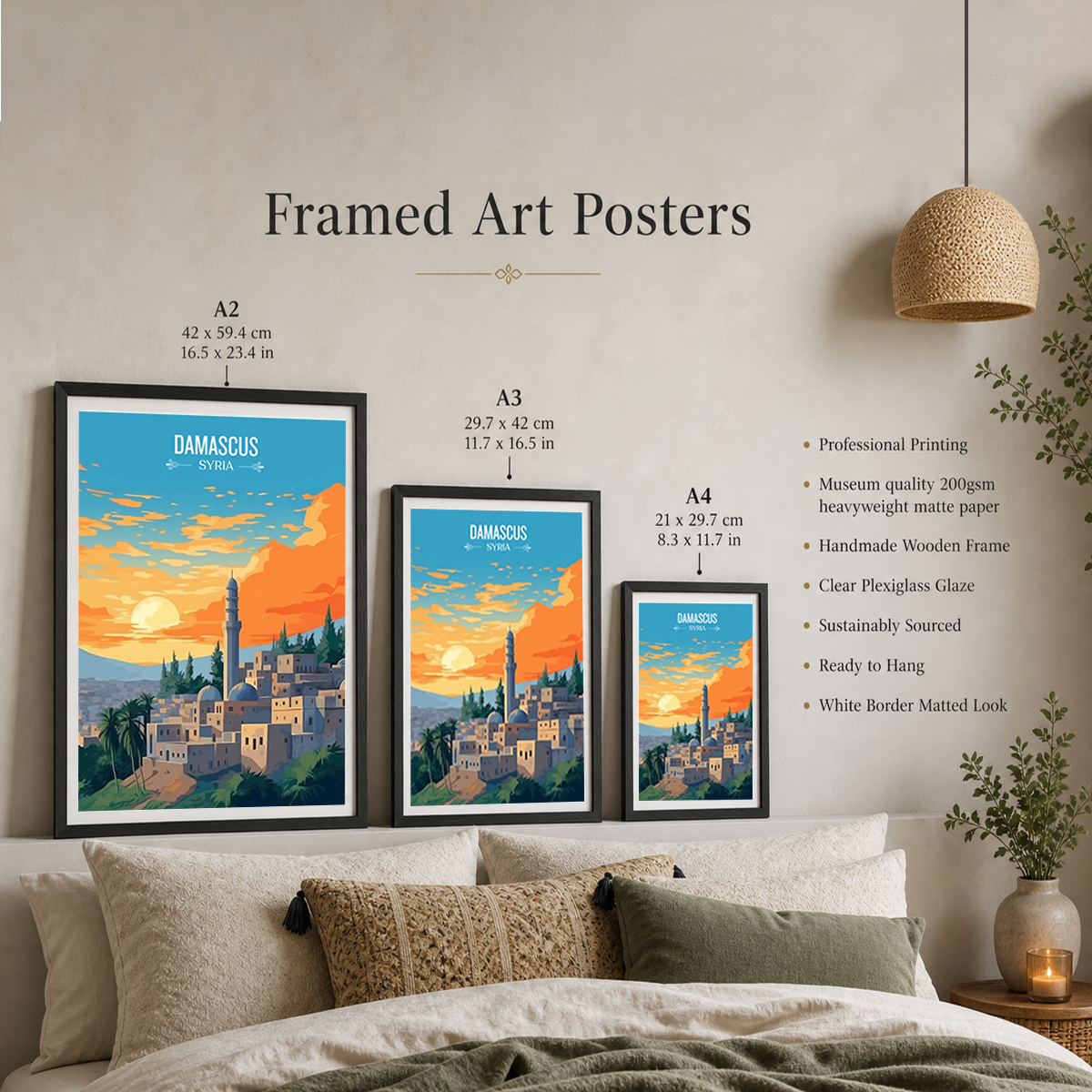 Damascus - Syria - Travel Poster Print Modern Style Wall Art