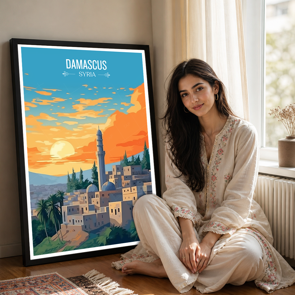 Damascus - Syria - Travel Poster Print Modern Style Wall Art