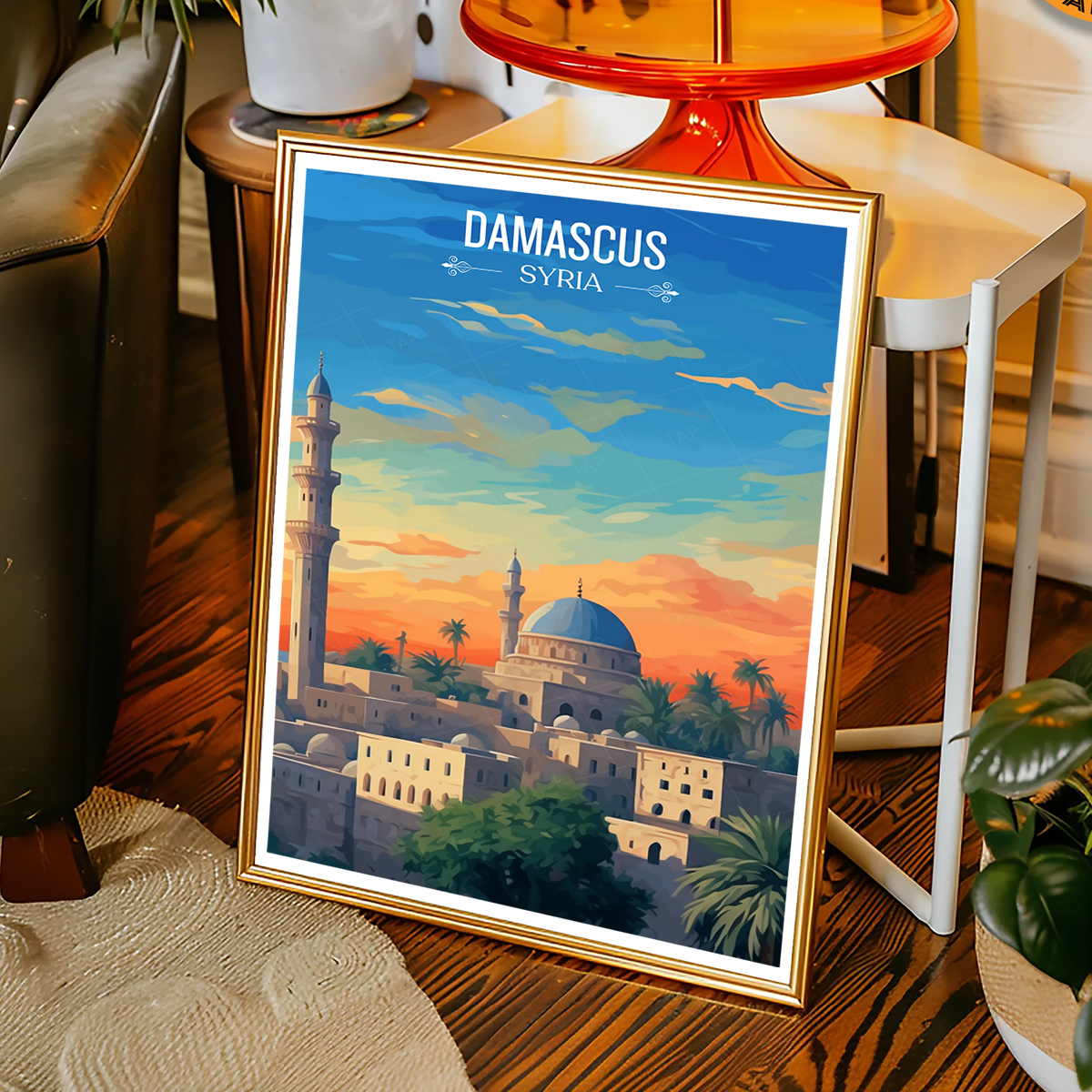 Damascus - Syria - Travel Poster Print Modern Style Wall Art