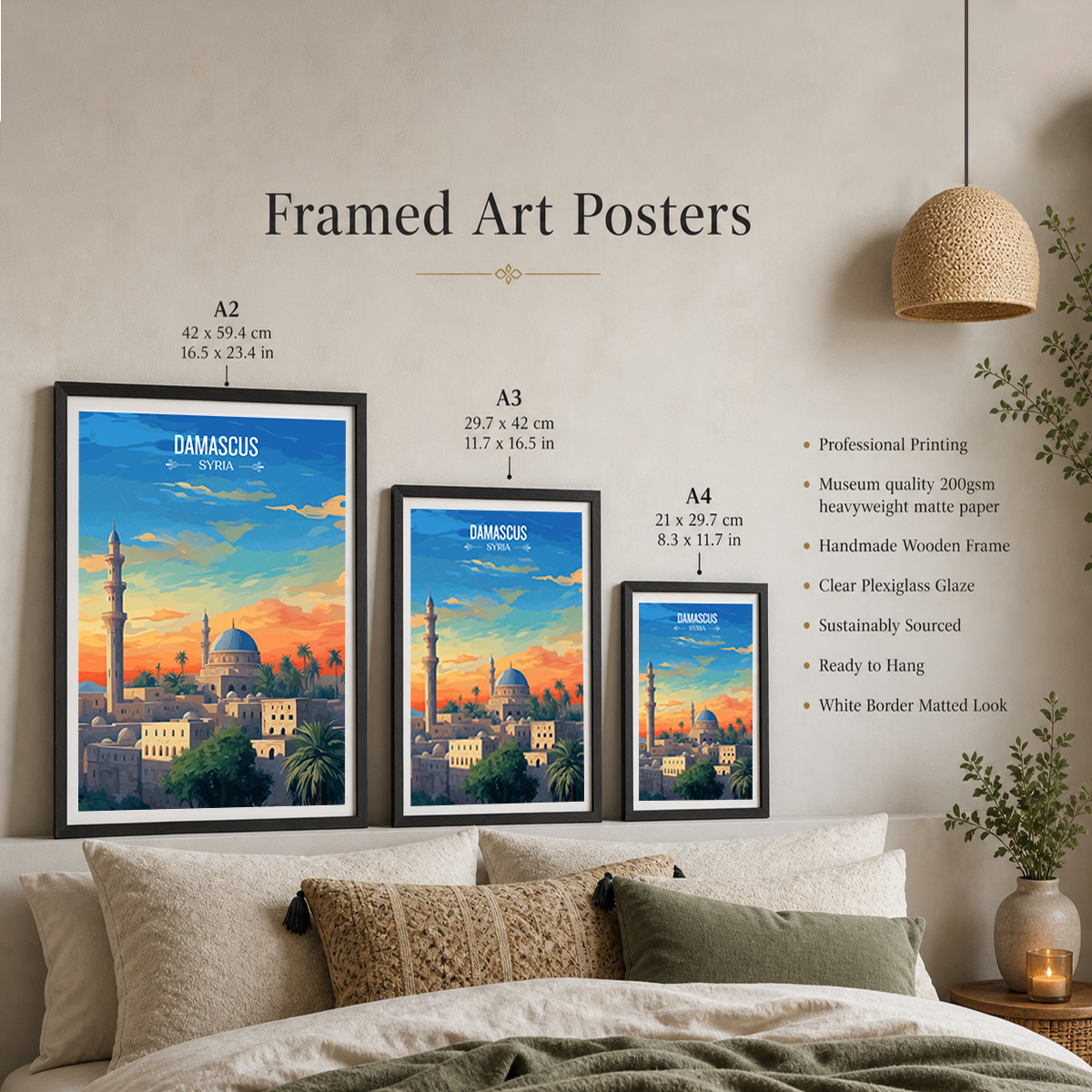 Damascus - Syria - Travel Poster Print Modern Style Wall Art