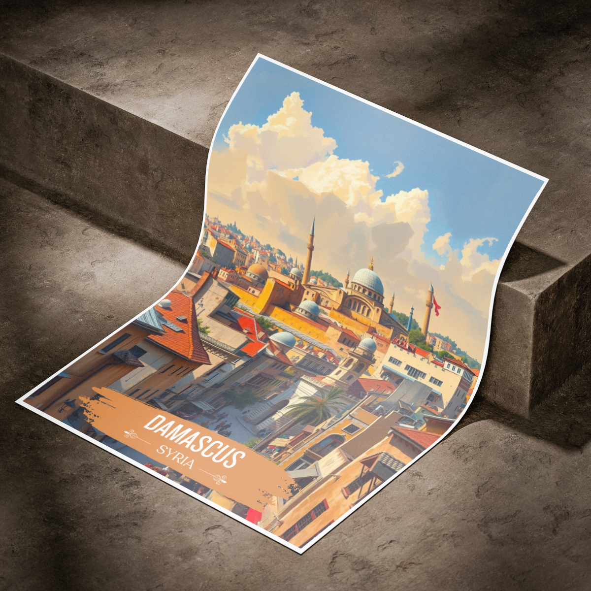 Damascus - Syria - Travel Poster Print Modern Style Wall Art