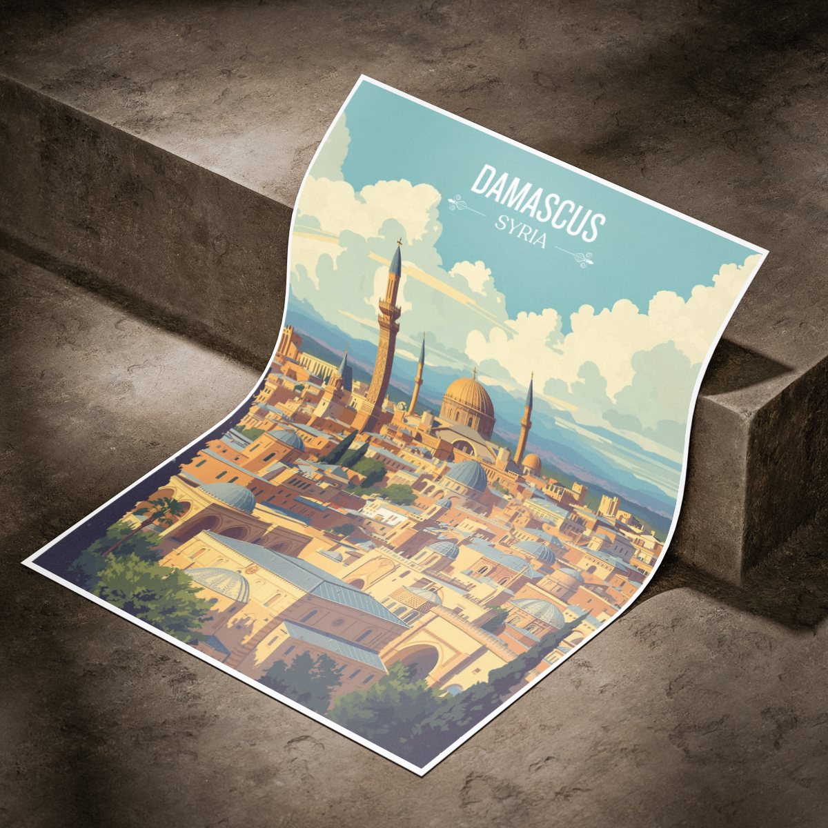 Damascus - Syria - Travel Poster Print Modern Style Wall Art