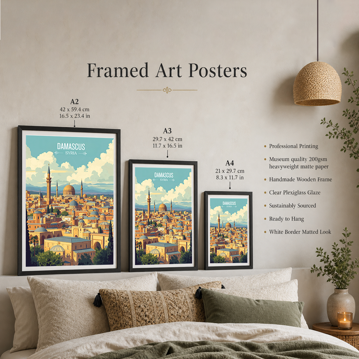 Damascus - Syria - Travel Poster Print Modern Style Wall Art