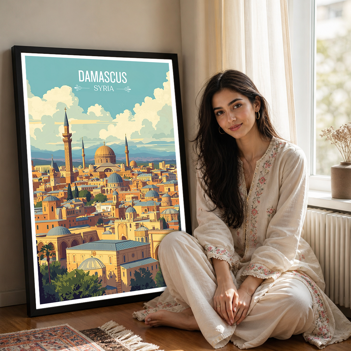 Damascus - Syria - Travel Poster Print Modern Style Wall Art