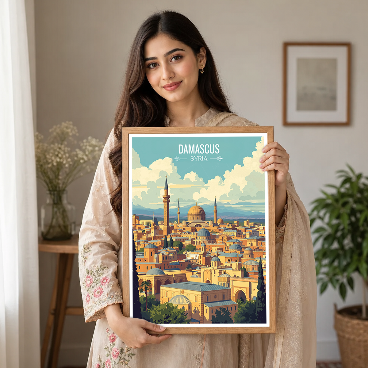 Damascus - Syria - Travel Poster Print Modern Style Wall Art