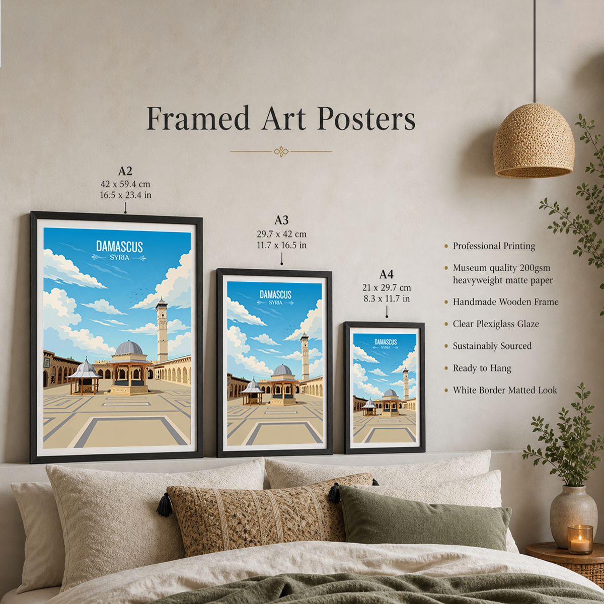 Damascus - Syria - Travel Poster Print Modern Style Wall Art