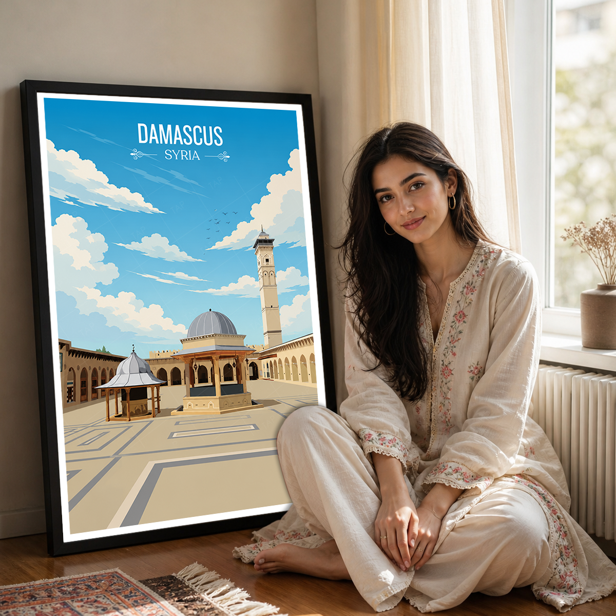Damascus - Syria - Travel Poster Print Modern Style Wall Art