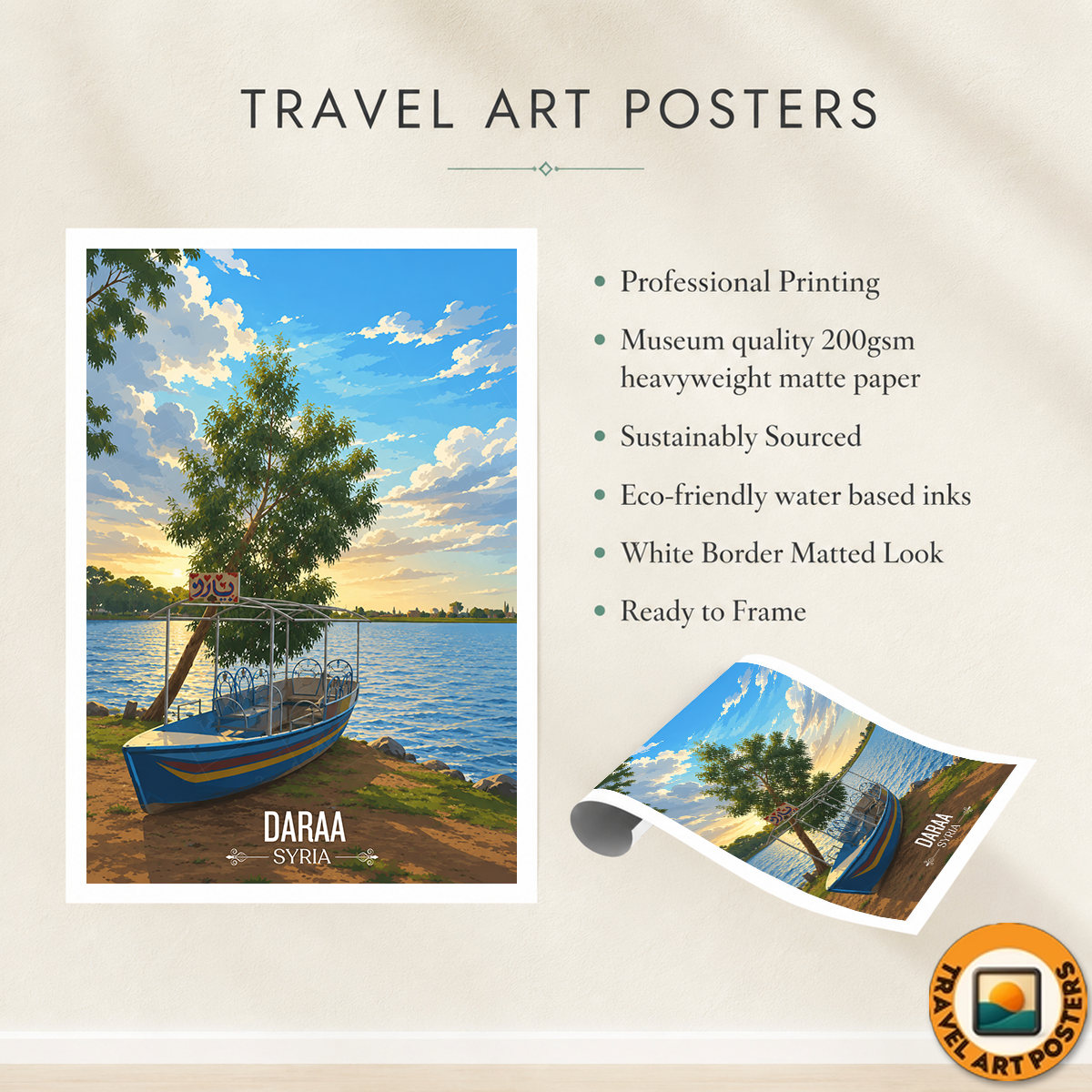 Daraa - Syria - Travel Poster Print Modern Style Wall Art