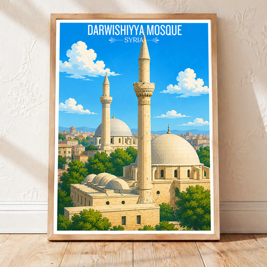 Darwishiyya Mosque - Syria - Travel Poster Print Modern Style Wall Art - Art Print - Travel Art Poster