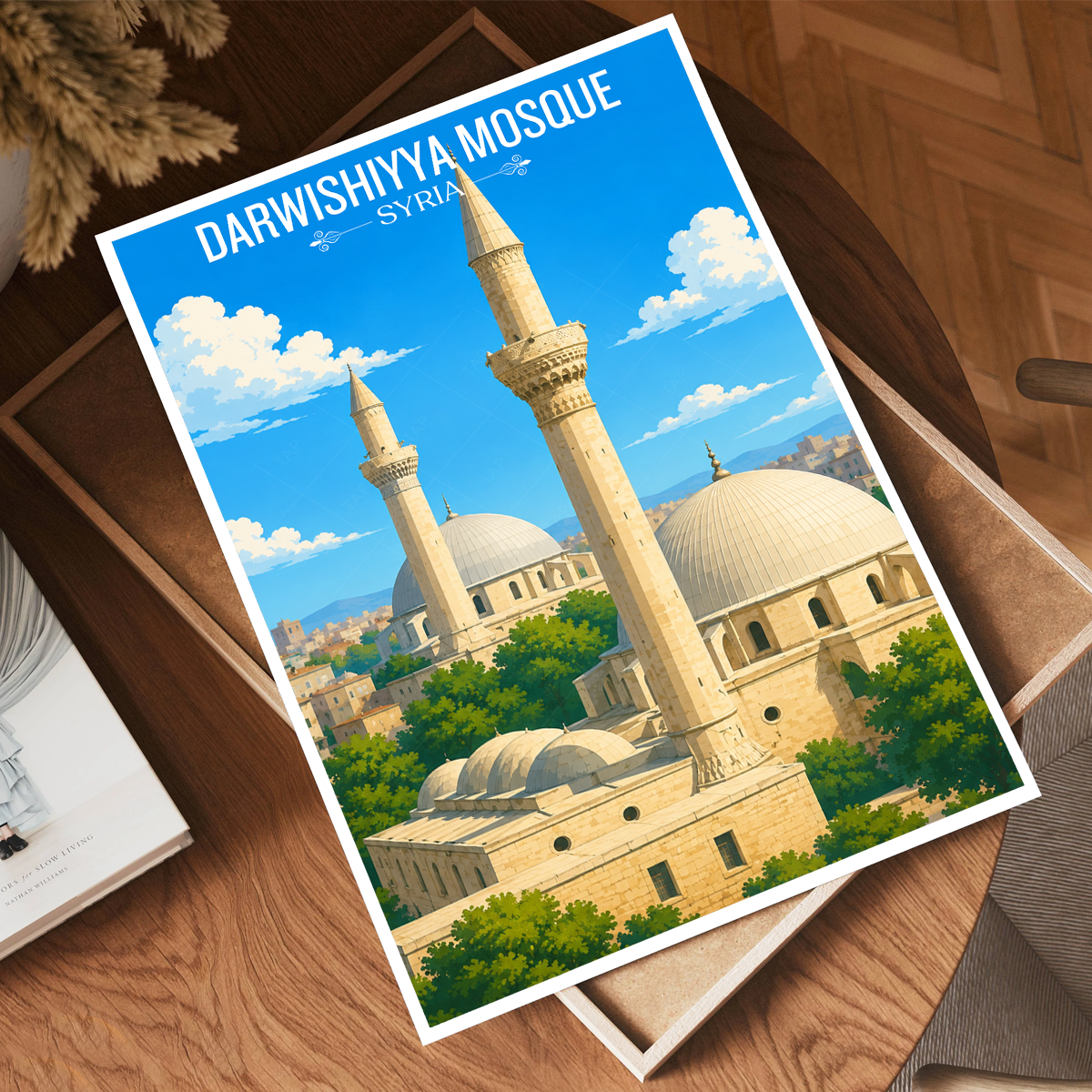 Darwishiyya Mosque - Syria - Travel Poster Print Modern Style Wall Art