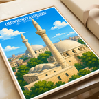Darwishiyya Mosque - Syria - Travel Poster Print Modern Style Wall Art