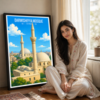 Darwishiyya Mosque - Syria - Travel Poster Print Modern Style Wall Art