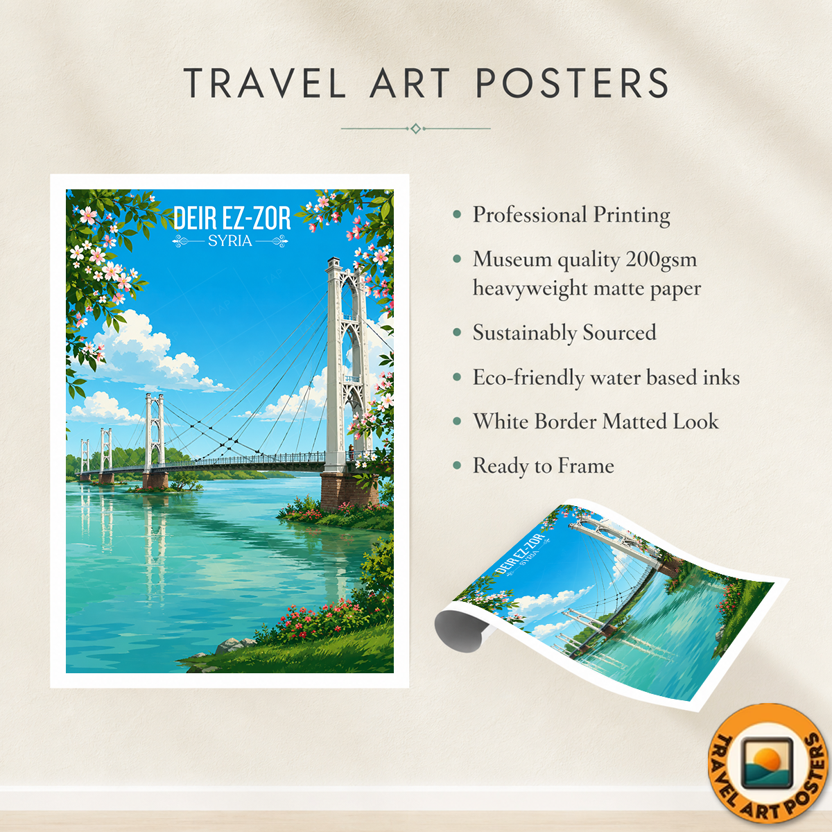 Deir ez-Zor - Syria - Travel Poster Print Modern Style Wall Art