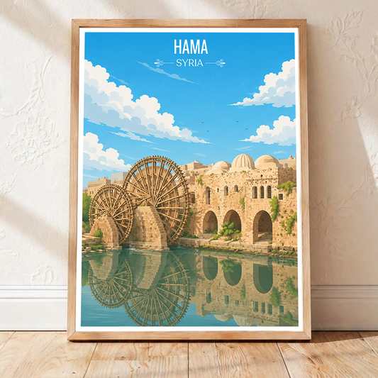 Hama - Syria - Travel Poster Print Modern Style Wall Art - Art Print - Travel Art Poster