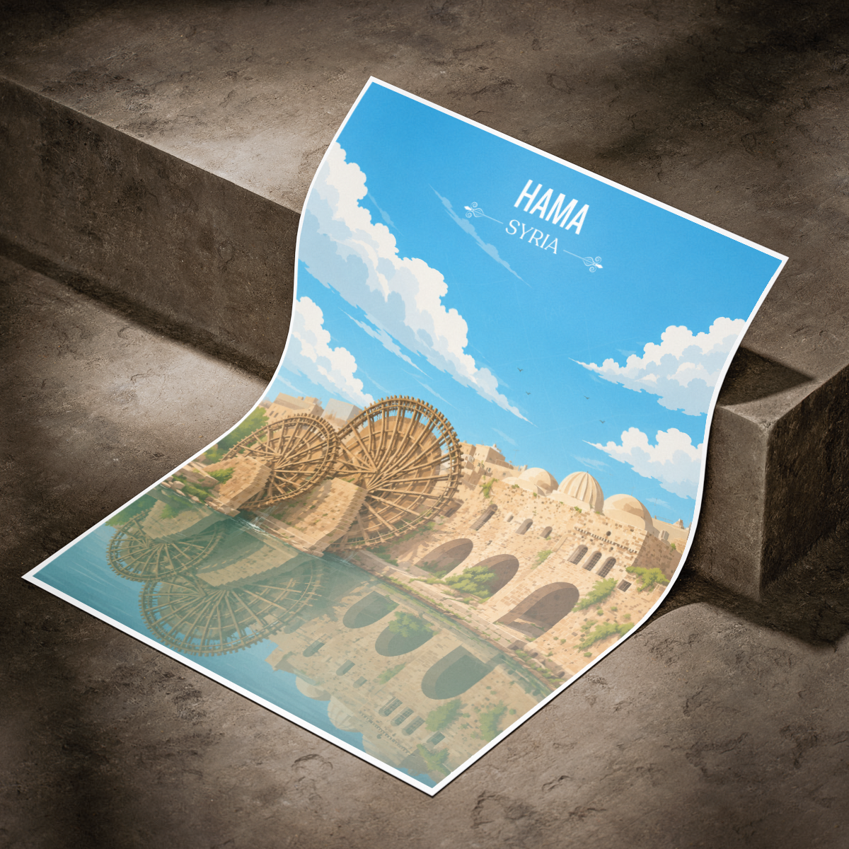 Hama - Syria - Travel Poster Print Modern Style Wall Art