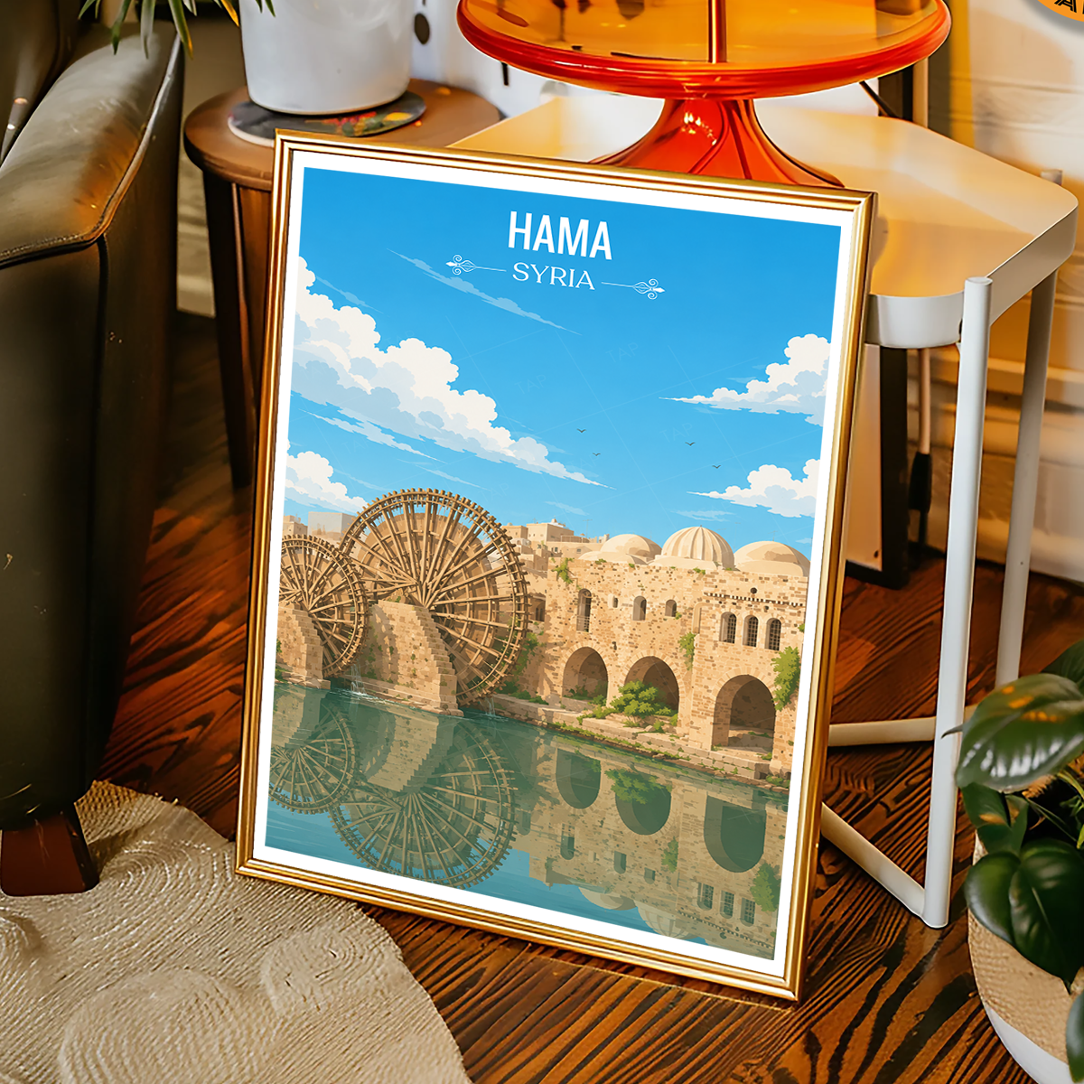 Hama - Syria - Travel Poster Print Modern Style Wall Art