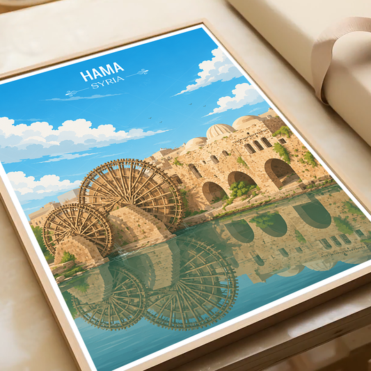 Hama - Syria - Travel Poster Print Modern Style Wall Art - Art Print - Travel Art Poster