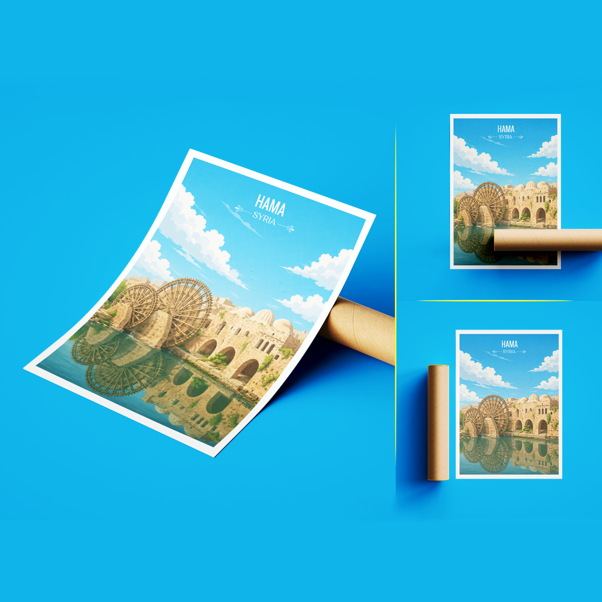 Hama - Syria - Travel Poster Print Modern Style Wall Art