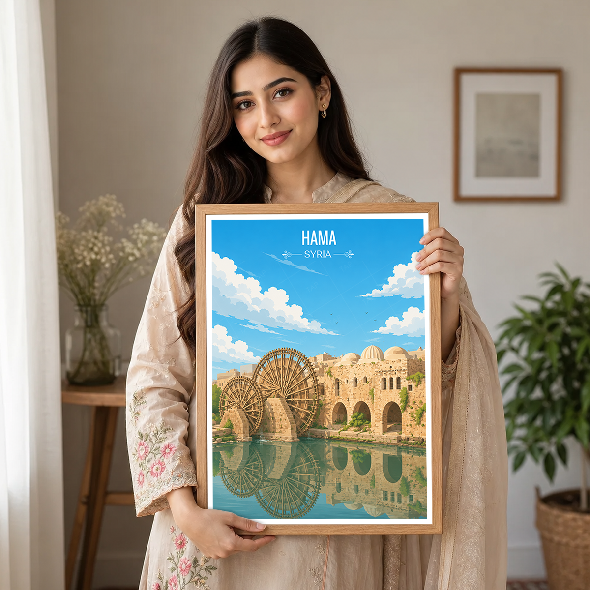 Hama - Syria - Travel Poster Print Modern Style Wall Art