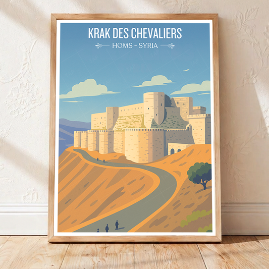 Krak des Chevaliers - Syria - Travel Poster Print Modern Style Wall Art - Art Print - Travel Art Poster