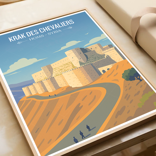 Krak des Chevaliers - Syria - Travel Poster Print Modern Style Wall Art - Art Print - Travel Art Poster