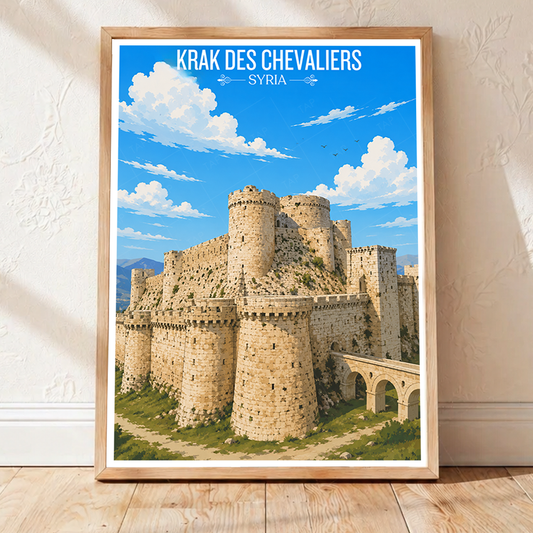 Krak des Chevaliers - Syria - Travel Poster Print Modern Style Wall Art - Art Print - Travel Art Poster