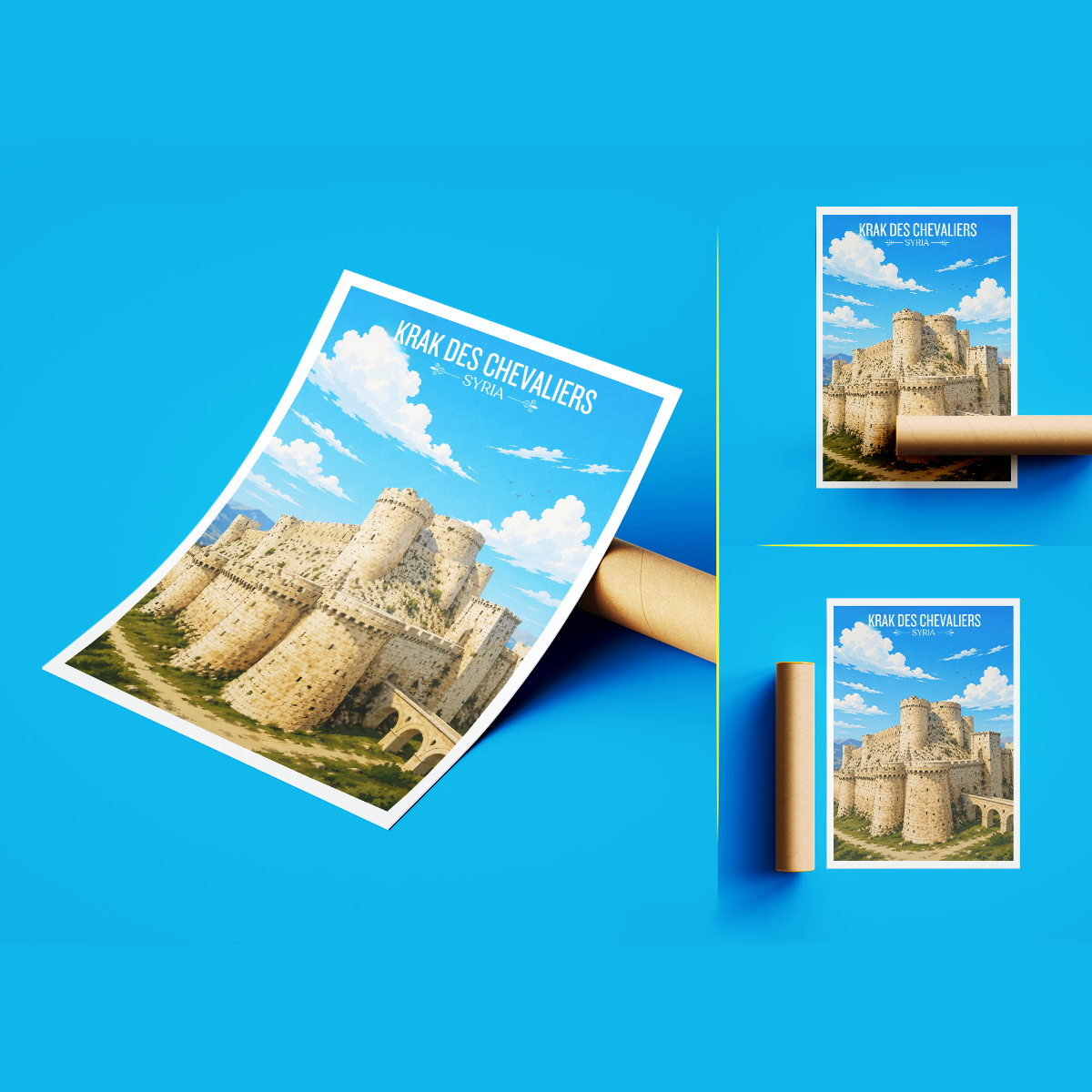 Krak des Chevaliers - Syria - Travel Poster Print Modern Style Wall Art