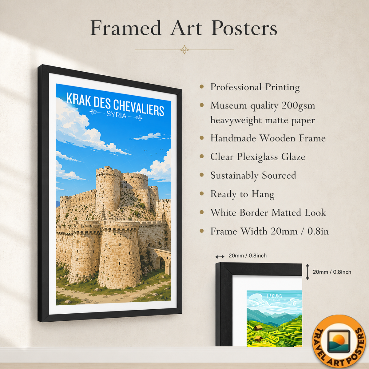Krak des Chevaliers - Syria - Travel Poster Print Modern Style Wall Art