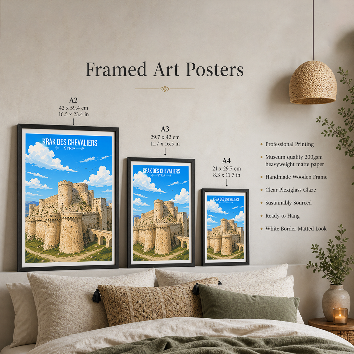 Krak des Chevaliers - Syria - Travel Poster Print Modern Style Wall Art