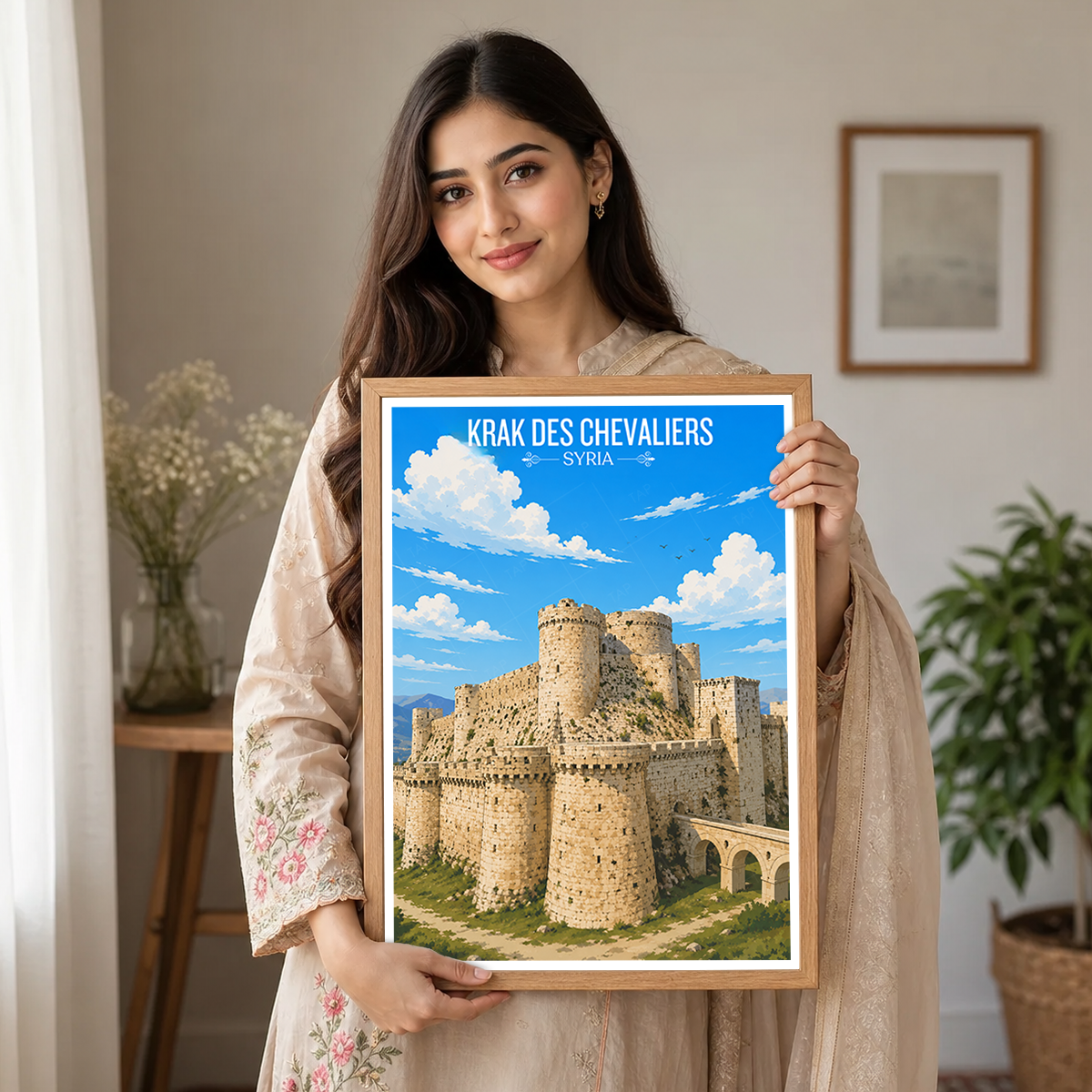 Krak des Chevaliers - Syria - Travel Poster Print Modern Style Wall Art