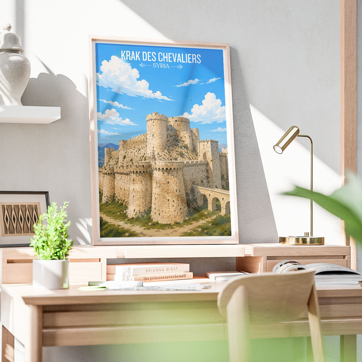 Krak des Chevaliers - Syria - Travel Poster Print Modern Style Wall Art
