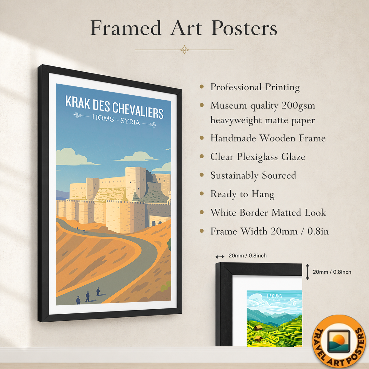 Krak des Chevaliers - Syria - Travel Poster Print Modern Style Wall Art